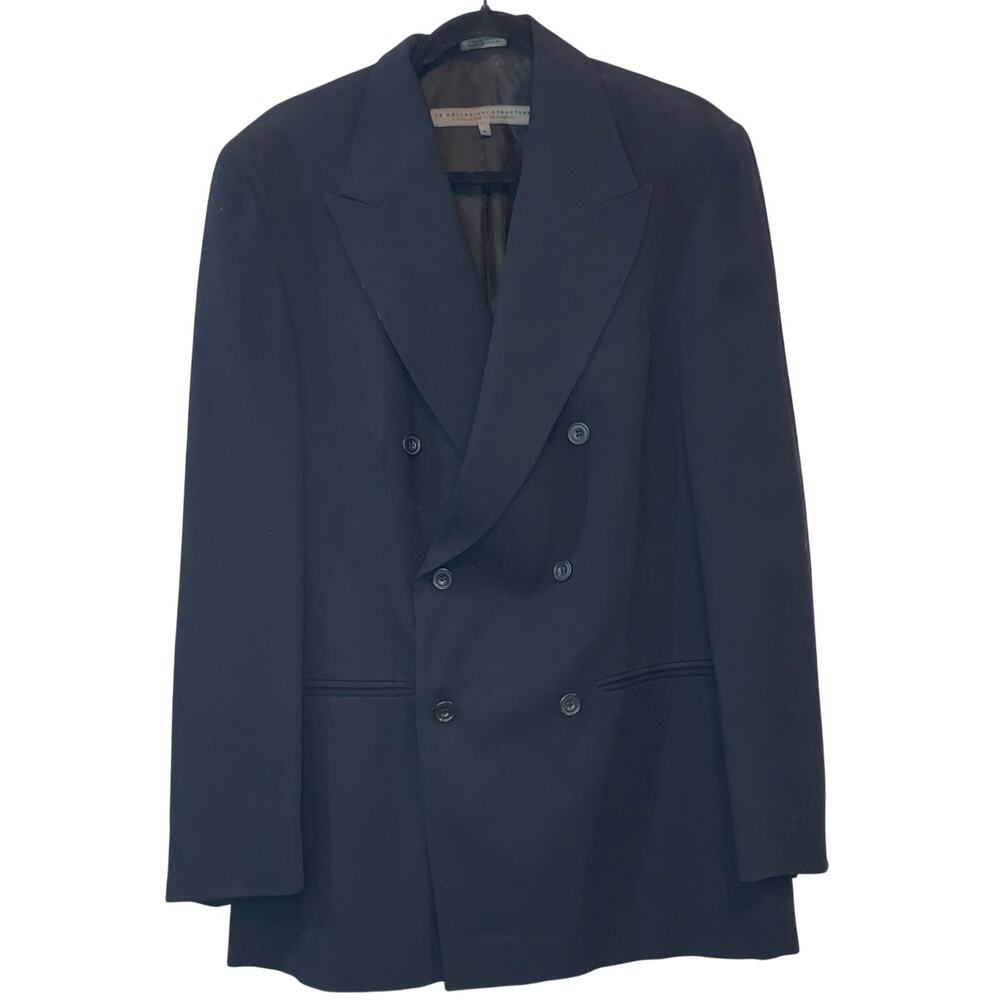 Le Collezioni Structure Italian Wool Blend Double Breasted‎ Blazer Black Medium